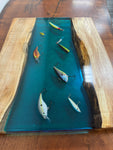 Maple Charcuterie Boards with Bass Lures