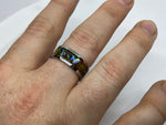 Stainless Steal Ring with Crushed Opal