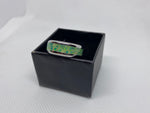 Stainless Steal Ring with Green Glow Powder and Crushed Opal